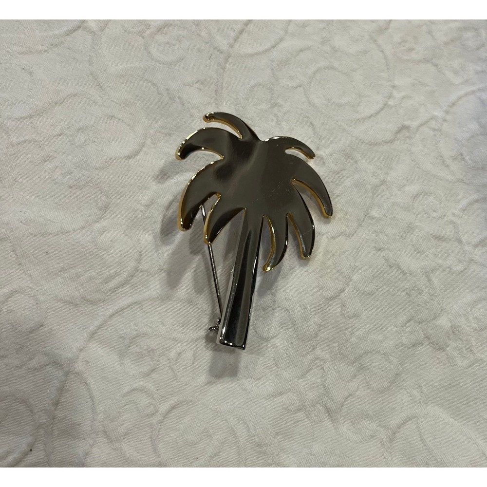 Palm tree silver costume jewelry broach pendant pin